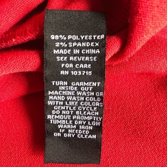 Sharagano Woman’s Red Stretch Crepe Crew Neck Knit Front Tie Sheath Dress Size 4 - Picture 13 of 13